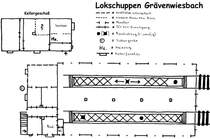 Grundri�-Skizze des Lokschuppens Gr�venwiesbach (Stand 1. H�lfte der 1980iger Jahre)