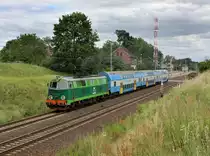 Die SU45 115 mit einer RB am 21.07.2012 bei der Ausfahrt aus Kunowice.