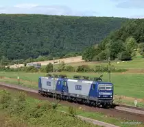 143 941-3  123  RBH + 143 186-5  105  RBH rollen am 6.09.12 als Lz durch das Maintal bei Harrbach.
