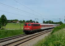 110 438 mit einem Sonderzug am 29.05.2011 unterwegs am B� Vogl.