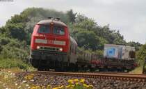 218 359-8 und 364-8 mit dem AS 1437 (Westerland(Sylt)-Nieb�ll) auf dem Hindenburgdamm 7.8.12