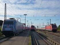 101 144 (Hertha BSC), 146 127 und 101 127 (v.l.) nebeneinander in Norddeich.
Aufgenommen am 1.9.12