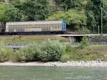 Habiis-11, 8083(D-TWA)2345257-4 bildet bei einem gemischten G�terzug Rheinabw�rts  bei Assmannshausen den Zugschlu�; 120829