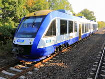Quedlinburg am 22. September 2012, Ausfahrt VT 808 als HEX80810  nach Thale Hauptbahnhof. 