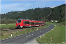 Hamsterbacken im Murtal - Messfahrten gab es letzte Woche mit dem DB Talent II 2442 200, welcher hier als SPROB 97688 von Knittelfeld nach St. Michael unterwegs war.
St.Lorenzen 4.10.2012