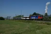 Die Re 421 394-8 n�hert sich am 19.8.12 mit dem IR 1771 Sch�nenwerd.