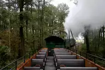 Wenn der Aussichtspersonenwagen eingestellt ist, hat der der Fotograf einen guten Blick auf den Zug, so auch am 07.10.12 gegen  11:10 Uhr  beim Durchfahren des kleinen Waldst�cks bei Cunnertswalde. 