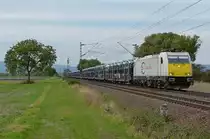 186 163-2 ist mit einem Gefco Autozug am 06.10.2012 in B�hl Iggelheim