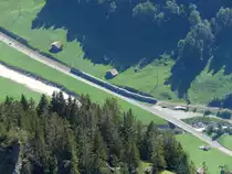 BOB - Zug unterwegs an der Schwarzen L�tschine zwischen Zweil�tschinen und L�tschental am 14.09.2012 .. Standort des Fotografen im Bergrest. auf der Schynigen Platte