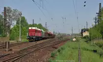 107 018 mit Fotog�terzug am 01.05.2012 in Leipzig-Sch�nefeld