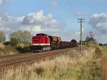 Die 112 708 mit einem Fotog�terzug am 07.10.2012 unterwegs bei Frenz.