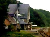 Bahnhof Braunfels-Oberndorf (verfremdetes Foto), 1. H�lfte der 1980iger Jahre.