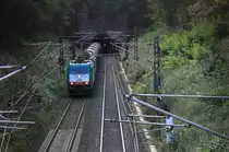 Zwei Cobra 2819 und 2818 kommen aus dem Gemmenicher-Tunnel mit einem  Kesselzug aus Antwerpen-BASF(B) nach  Ludwigshafen-BASF und fahren die Gemmenicher-Rampe herunter nach Aachen-West bei Herbstwetter.
Aufgenommen bei Reinartzkehl am 8.10.2012.