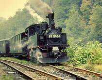 Zeitreise: 99 1561 vor Personenzug zwischen Wolkenstein und J�hstadt am 27.09.1980