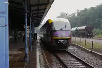 642 834 am Mittag des verregneten 31.08.2012 im Bahnhof Kamenz, kurz vor Abfahrt nach Dresden Hbf.