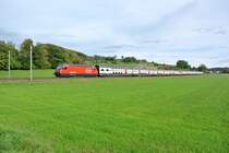 IC 730 mit der Re 460 004-5 an der Spitze bei Elgg, 17.10.2012.
