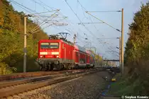 114 020 mit dem RE4 (RE 37334) von Ludwigsfelde nach Rathenow, bei der Ausfahrt aus Nennhausen. 21.10.2012