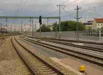 Blick auf das �stliche Gleisvorfeld am 14.09.2012 in Erfurt Hbf.