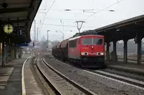 155 168-8 mit einem Tadgs-Zug am 27.01.2012 in Kreiensen
