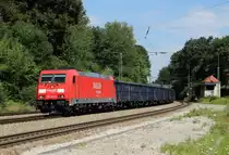 185 304-3 mit einem Eanos Ganzzug in A�ling (Oberbayern) am 19.07.2012
