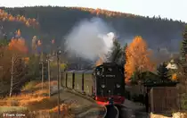DR 99 1794-9 mit DR - Garnitur als Zug 1000 Oberwiesenthal - Cranzahl, Fichtelbergbahn KBS 518, fotografiert in Hammerunterwiesenthal am 24.10.2012 --> Vielen Dank an Alle, die dieses tolle Fotoerlebnis erm�glicht haben, insbesondere an den Organisator Kay Baldauf!!