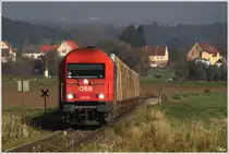 Televersion  der 2016 089, welche einen Hackschnitzelzug von St.Michael nach P�ls zieht. 
Fohnsdorf 23.10.2012
