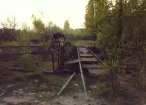 Das sp�tere  Technikmuseum Berlin , Zustand August 1981. Ein Blick auf die traurigen Reste der Drehscheibe. Scan vom Papierabzug.