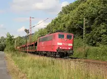 Zwischen Friedland(HAN) und Eichenberg begegnete uns am 12.07.2012 die 151 144-3 mit leeren Autotransportwagen in Fahrtrichtung S�den.