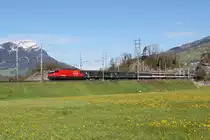 Re 460 004 mit einem IR am 26.04.2012 bei Steinen.