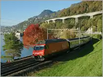 SBB Re 460 013-6 mit dem IR 1731 kurz vor Villeneuve.
30. Okt. 2012