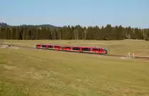 RB 57341 F�ssen - Augsburg Hbf am 17.03.2012 kurz vor dem Bf. Weizern-Hopferau
