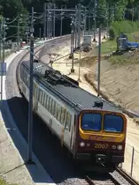 Luxemburg, CFL Z2 2007 auf der Strecke Luxemburg-Petingen zwischen Leudelingen und Dippach, w�hrend des zweigleisigen Ausbaus dieser Strecke, 02.06.2011