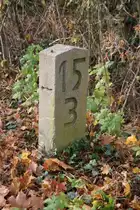 4.11.2012 zwischen R�ntgental und Berlin-Buch. Alter Kilometerstein der Berlin - Stettiner (Vorort-) Bahn. Aussterbende Spezies.