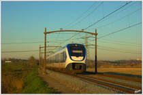 Ein SLT-Triebzug ist als RB nach Roosendaal unterwegs bei Dordrecht, 14. Oktober 2012.