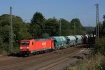 Die 185 253-2 am 08.09.2012 mit einem umgeleiteten Kalkzug in Eschweiler Hbf.