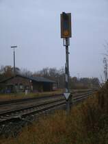 Weg�bergangssignal f�r den Bahn�bergang Burgfeldstra�e,am 18.November 2012,in Bad Segeberg.