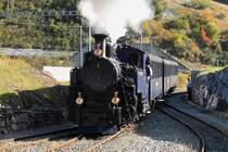 HG 3/4  Furkahorn  beim Zur�cksetzen im Bahnhof Realp, 2.10.11