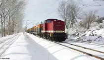 Mit einem G�terzug erwischte ich 204 354 der MTEG, bei der Durchfahrt durch Chemnitz Gr�na, 01.12.2012