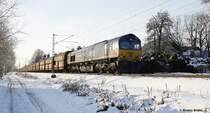 Class 66 29004 durchf�hrt am 01.12.2012 die Ortschaft Chemnitz-Gr�na, mit dem Kohlependel f�r das HKW-Chemnitz