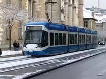 VBZ - Tram Be 5/6 3009 unterwegs auf der linie 4 in Z�rich am 02.12.2012