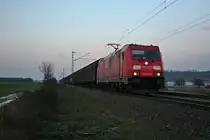 185 278-9 war am Abend des 08.12.12 mit einem Red-Bull-Zug Richtung Basel unterwegs, hier bei H�gelheim zu sehen.