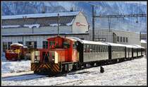 Tm 2/2 89 stellt den morgigen Dampfzug zusammen in Landquart. (14.12.2012)