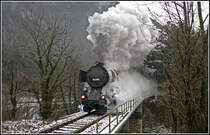 Kurz nach Waldegg hei�t es f�r 52.4984 VOLLDAMPF!
Mit ohrenbet�ubendem Gedonner bespannt das Dampfross den SR 14091 (Woe - Gt), aufgenommen am 24.12.2012.

>> www.lokteam.at <<