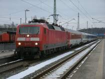 Wenige Stunden vor dem erneuten Wintereinbruch erreichte 120 105 mit dem EC 379 Binz-Brno,am 23.Dezember 2012,Bergen/R�gen.