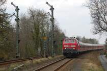 218 473-7 mit RE 14067 aus Hannover. Links die Strecke aus Vienenburg/Braunschweig/Halle 