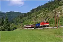 Am 15. August 2012 bespannte die 2095 009 den R 6809 von St.P�lten nach Mariazell. Ich konnte sie hier mit etwa 25 Minuten Versp�tung kurz nach Laubenbachm�hle ablichten. 