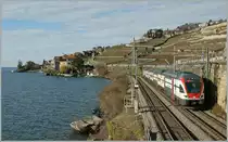Der 511 102 als RE 2717 kurz vor seinem Ziel Vevey zwischen Rivaz und St-Saphorin. 
3. Jan. 2013