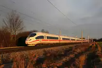403 055 + 028 als ICE 521 am 31.12.2012 bei Baar-Ebenhausen.