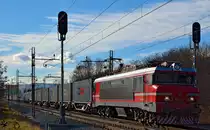 S� 363-007 zieht Containerzug durch Maribor-Tabor Richtung Norden. /5.1.2013