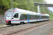 Am 27.4.2011 f�hrt ET430 der Berchtesgadener Landbahn in den Bahnhof Bischofswiesen ein.